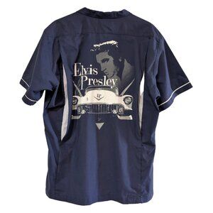 Elvis Presley Steady Men's Vintage Bowling Shirt, XL, Navy White, Cadillac, Rare